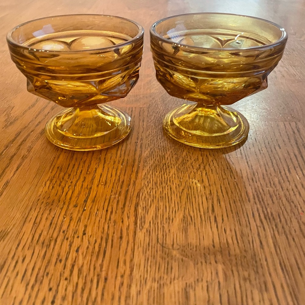 Anchor Hocking Fairfield Glass Dish ~ Amber ~ Set of two~ Sherbet Glass ~